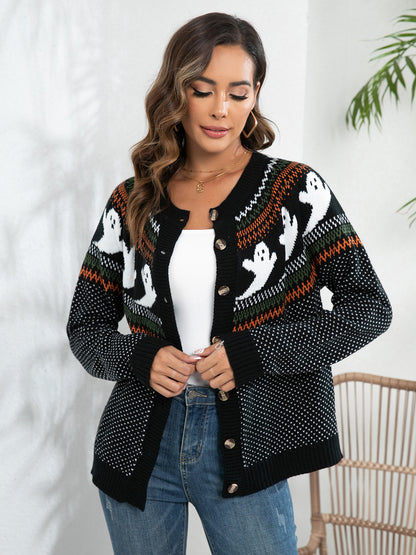 Ghosted Halloween Fairisle Cardigan