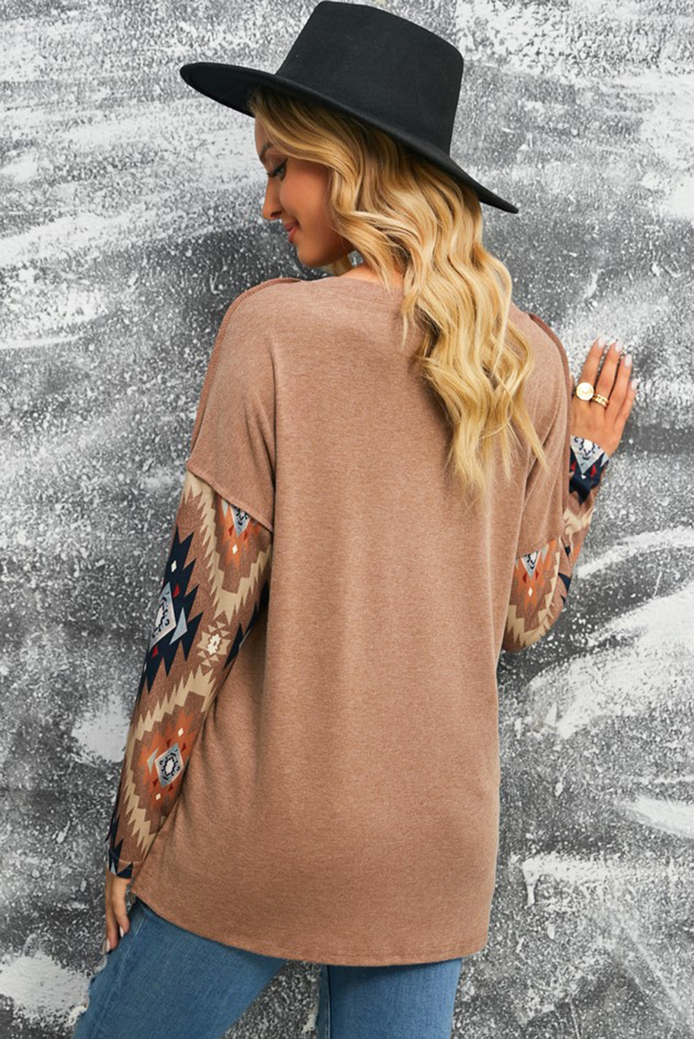 The Delgada Western Aztec Print Mock Henley