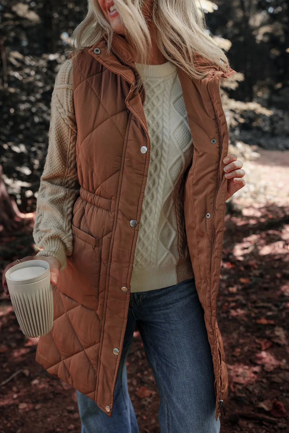 The Bethany Long Quilted Puffer Vest