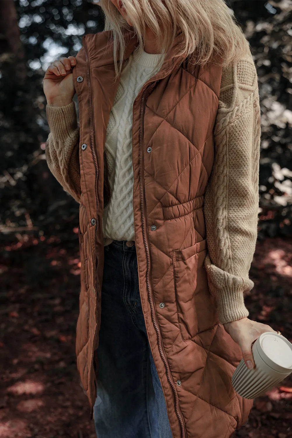 The Bethany Long Quilted Puffer Vest