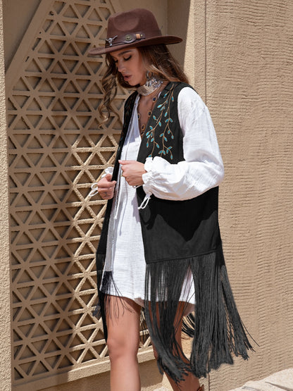 The Carmela Open Fringed Vest