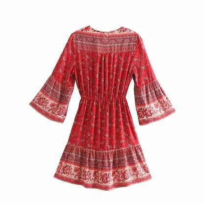 The Nuala Boho Flare Sleeve Mini Dress