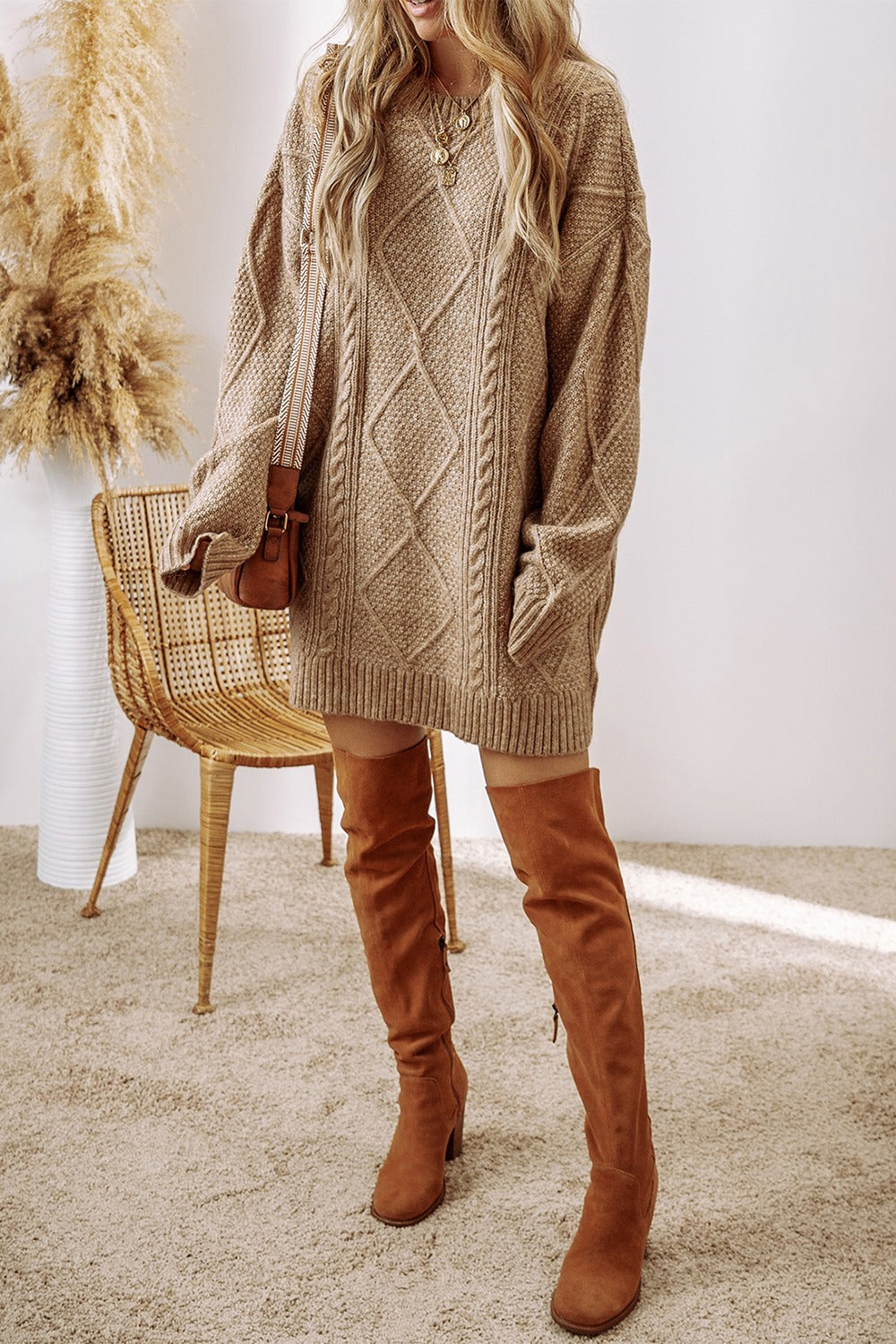 The Cheyanne Cable-Knit Sweater Dress