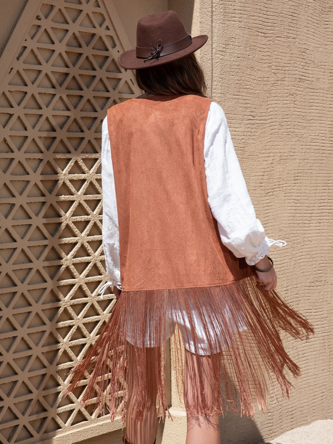 The Carmela Open Fringed Vest