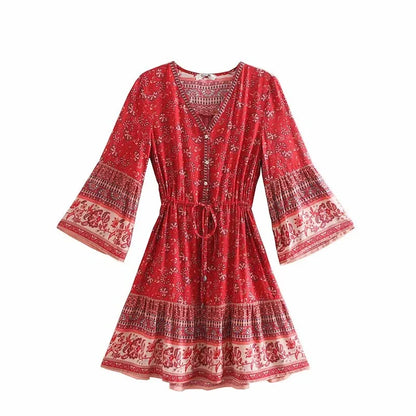 The Nuala Boho Flare Sleeve Mini Dress