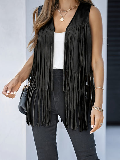 The Open Road Vegan Suede Fringe Vest