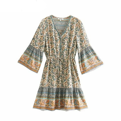 The Nuala Boho Flare Sleeve Mini Dress