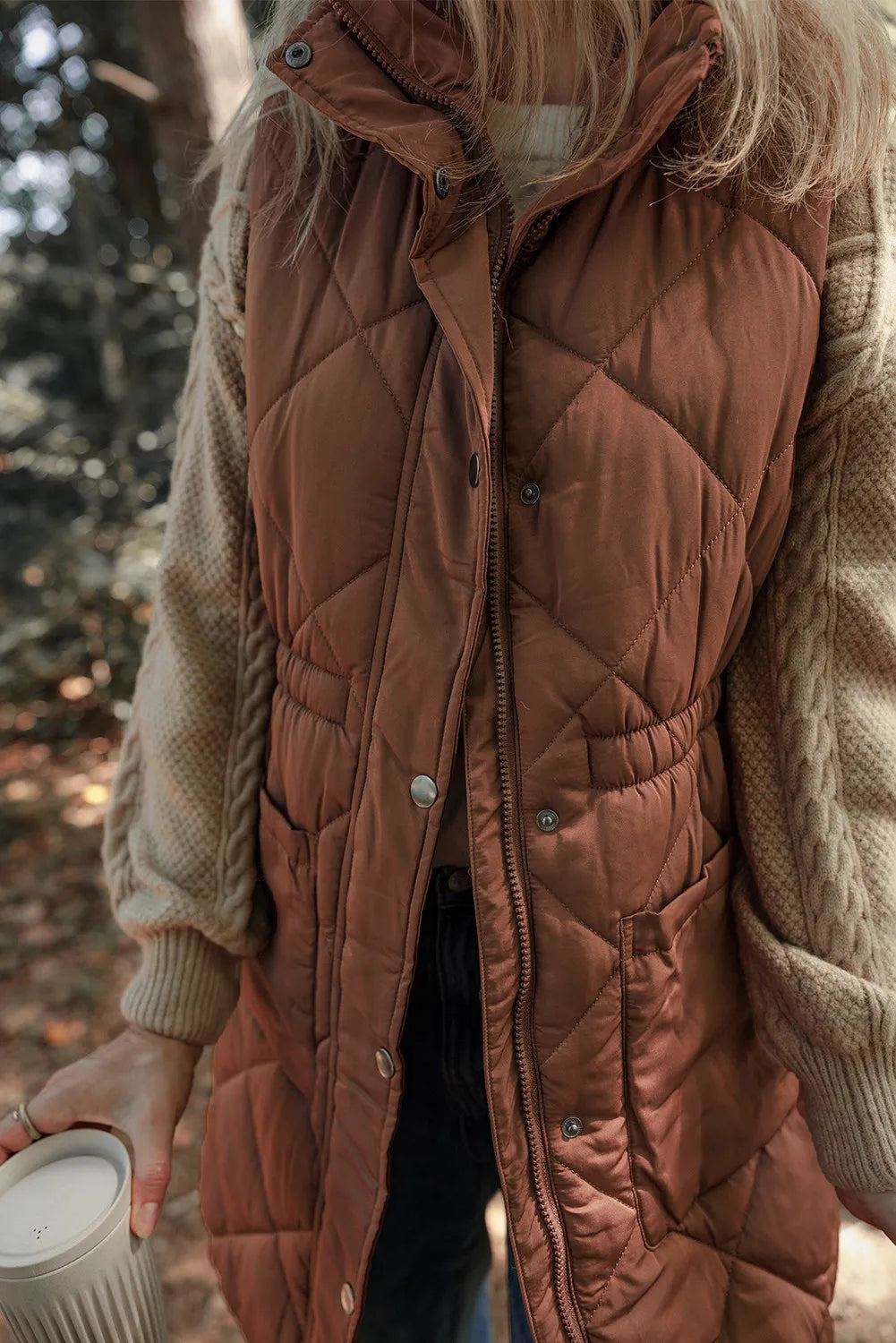 The Bethany Long Quilted Puffer Vest