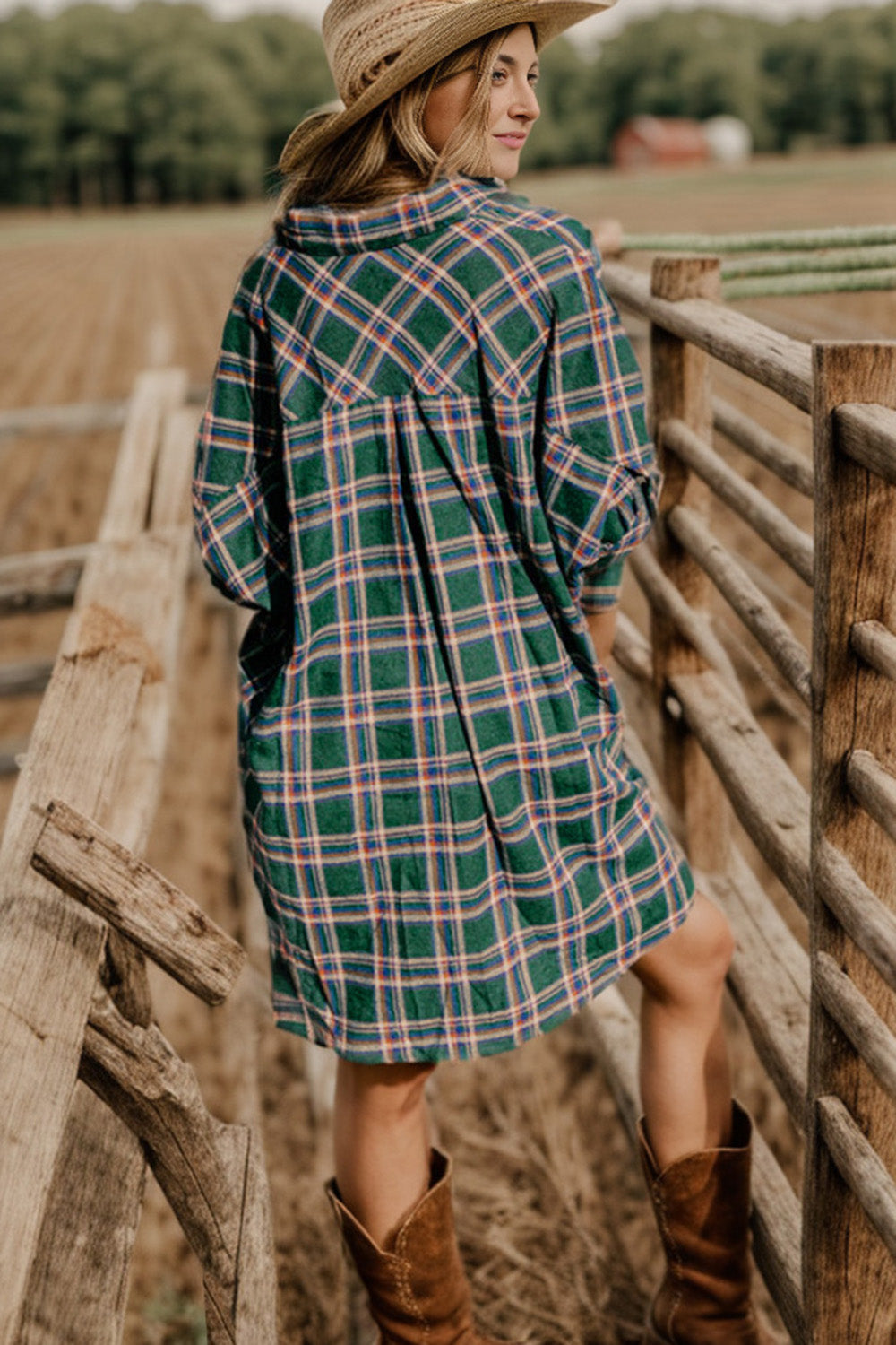 The Athena Plaid Button-Down Shirt Dress