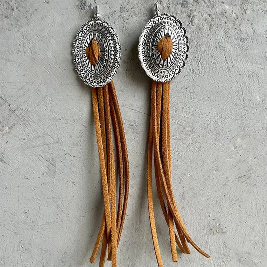 The Kaycee Vegan Suede Silver Concho Earrings