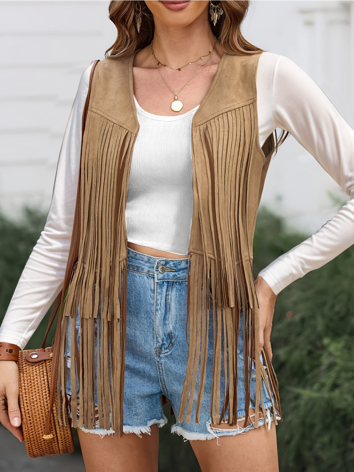 The Open Road Vegan Suede Fringe Vest