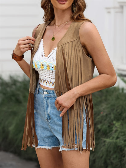 The Open Road Vegan Suede Fringe Vest