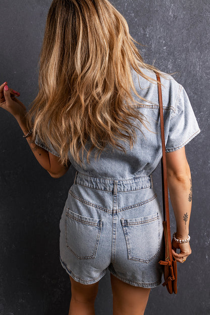 The Marin Light Wash Denim Romper