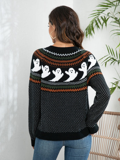 Ghosted Halloween Fairisle Cardigan