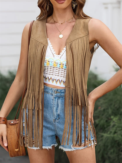 The Open Road Vegan Suede Fringe Vest