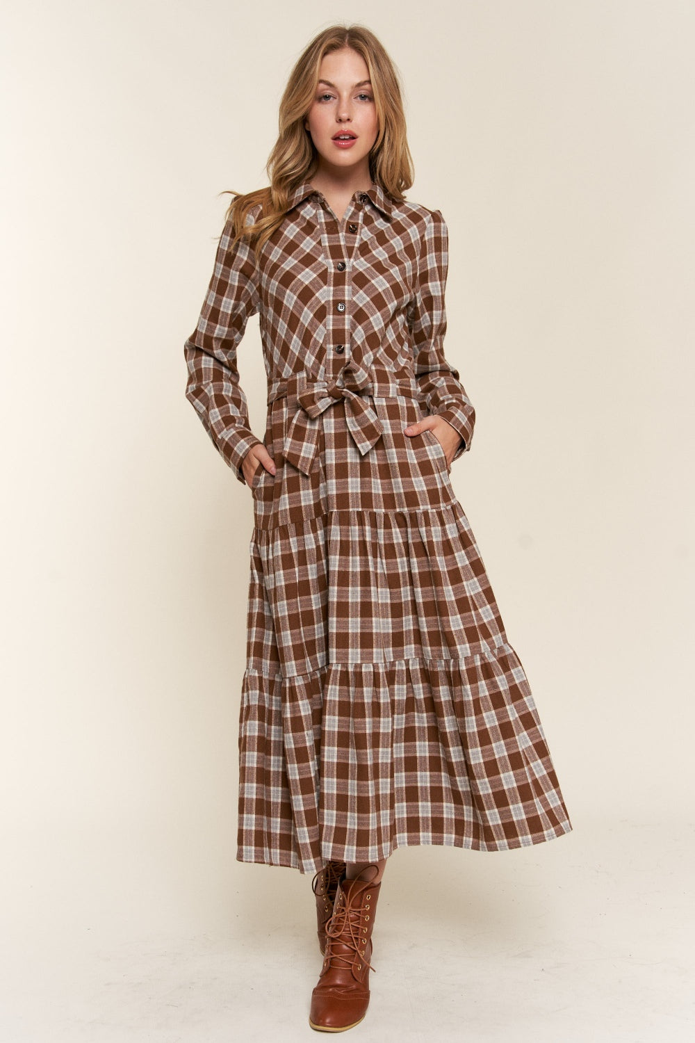 The Homesteader Long Sleeve Plaid Shirt Dress