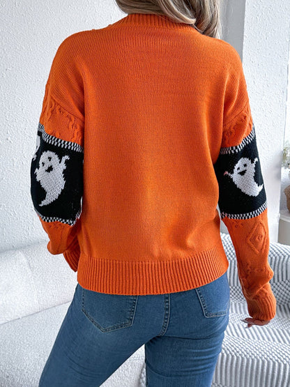 The Sporty Spectre Textured Pullover Halloween Sweater