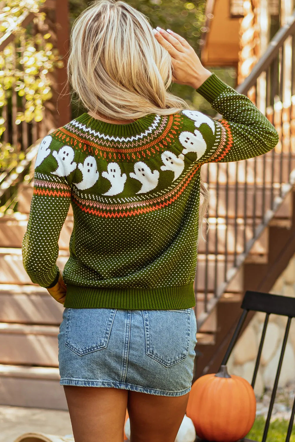 Spooky Green Halloween Pullover Sweater