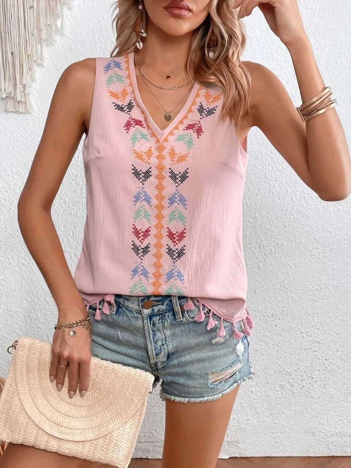 The Jasmine Boho Tassel Hem Tank