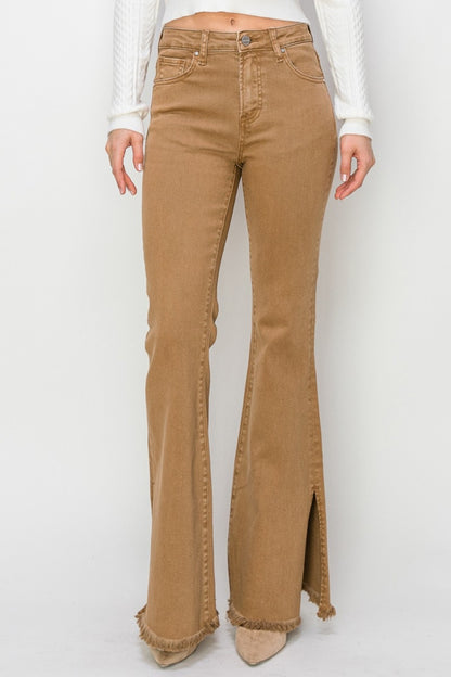 The Bailey High Waist Slit Flare Jeans