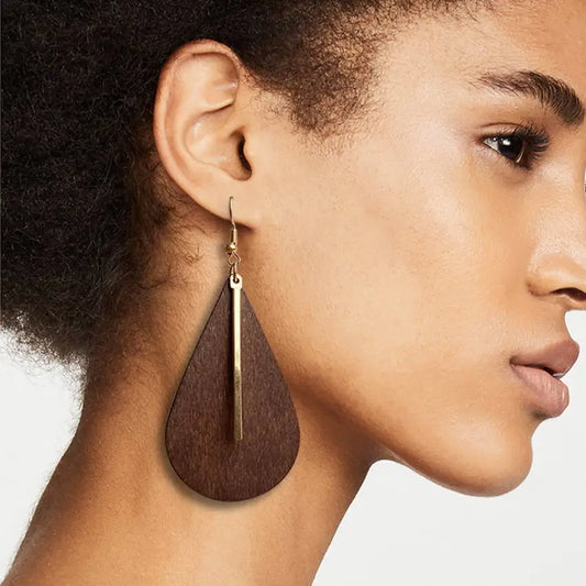 The Calla Collection Natural Wood Pendant Earrings