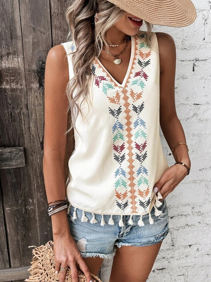 The Jasmine Boho Tassel Hem Tank