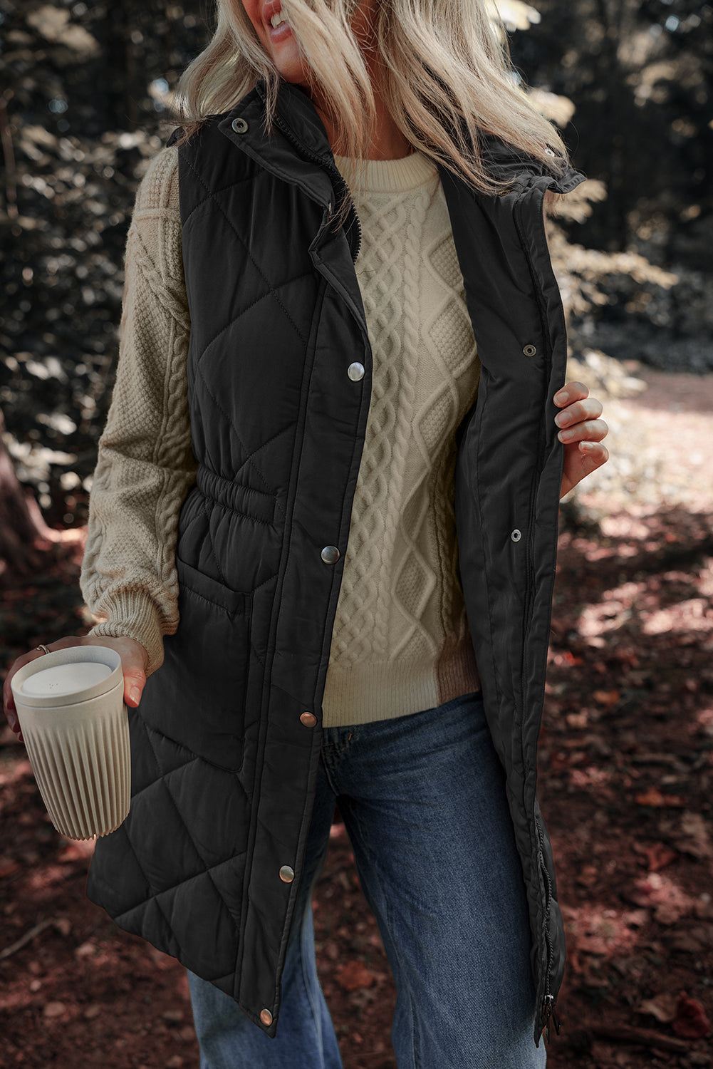 The Bethany Long Quilted Puffer Vest