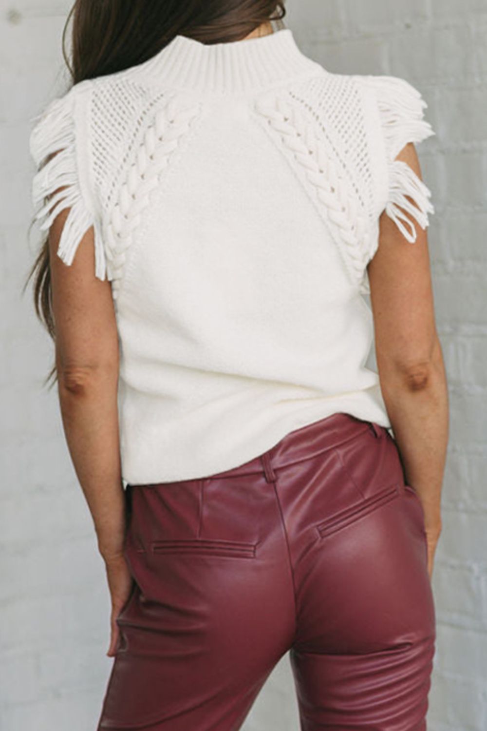 The Dannika Fringed Mock Neck Sweater Vest