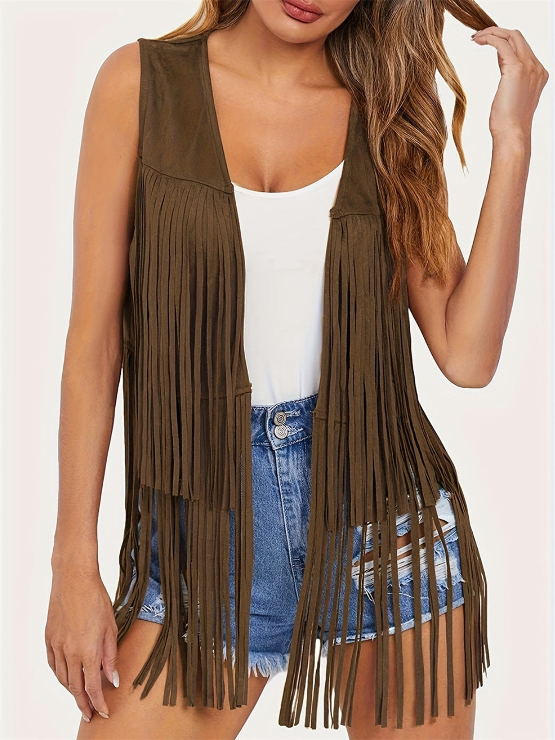 The Open Road Vegan Suede Fringe Vest