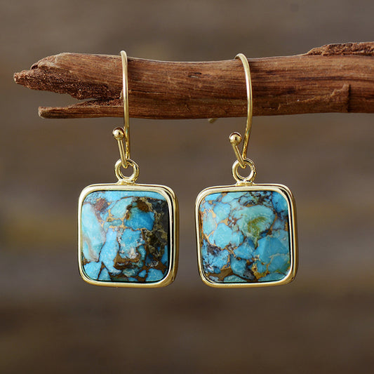 The Zen Natural Stone Turquoise Drop Earrings