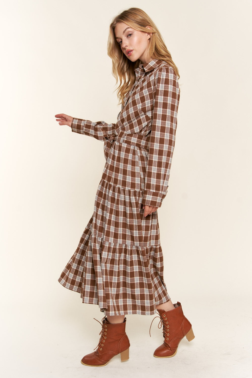 The Homesteader Long Sleeve Plaid Shirt Dress