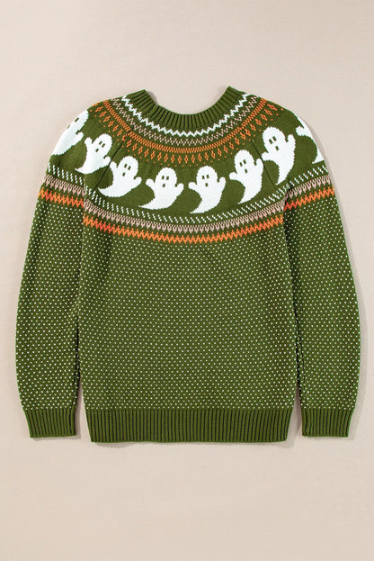 Spooky Green Halloween Pullover Sweater