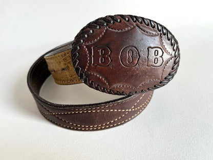 1980s Vintage Western Name Buckle Belt