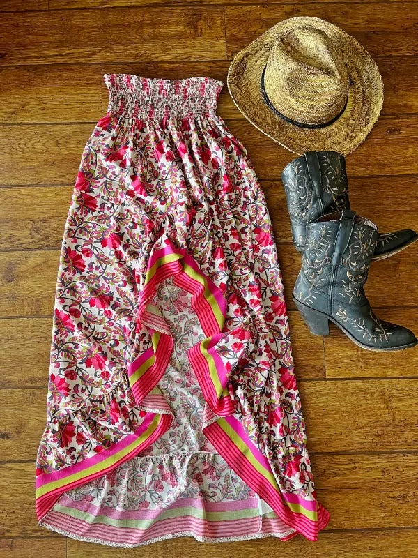 The Señora Floral High Low Maxi Skirt