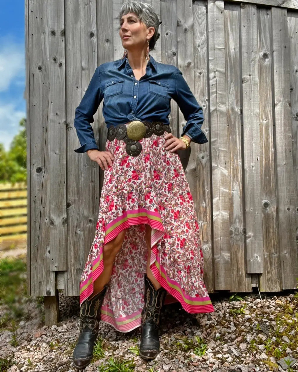 The Señora Floral High Low Maxi Skirt