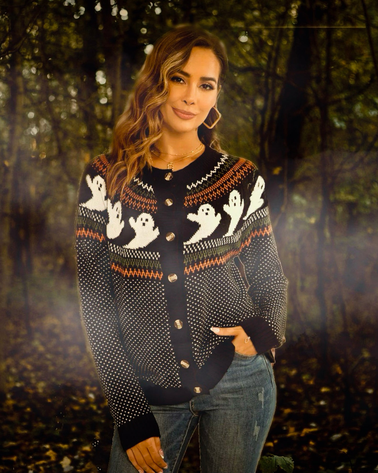 Ghosted Halloween Fairisle Cardigan