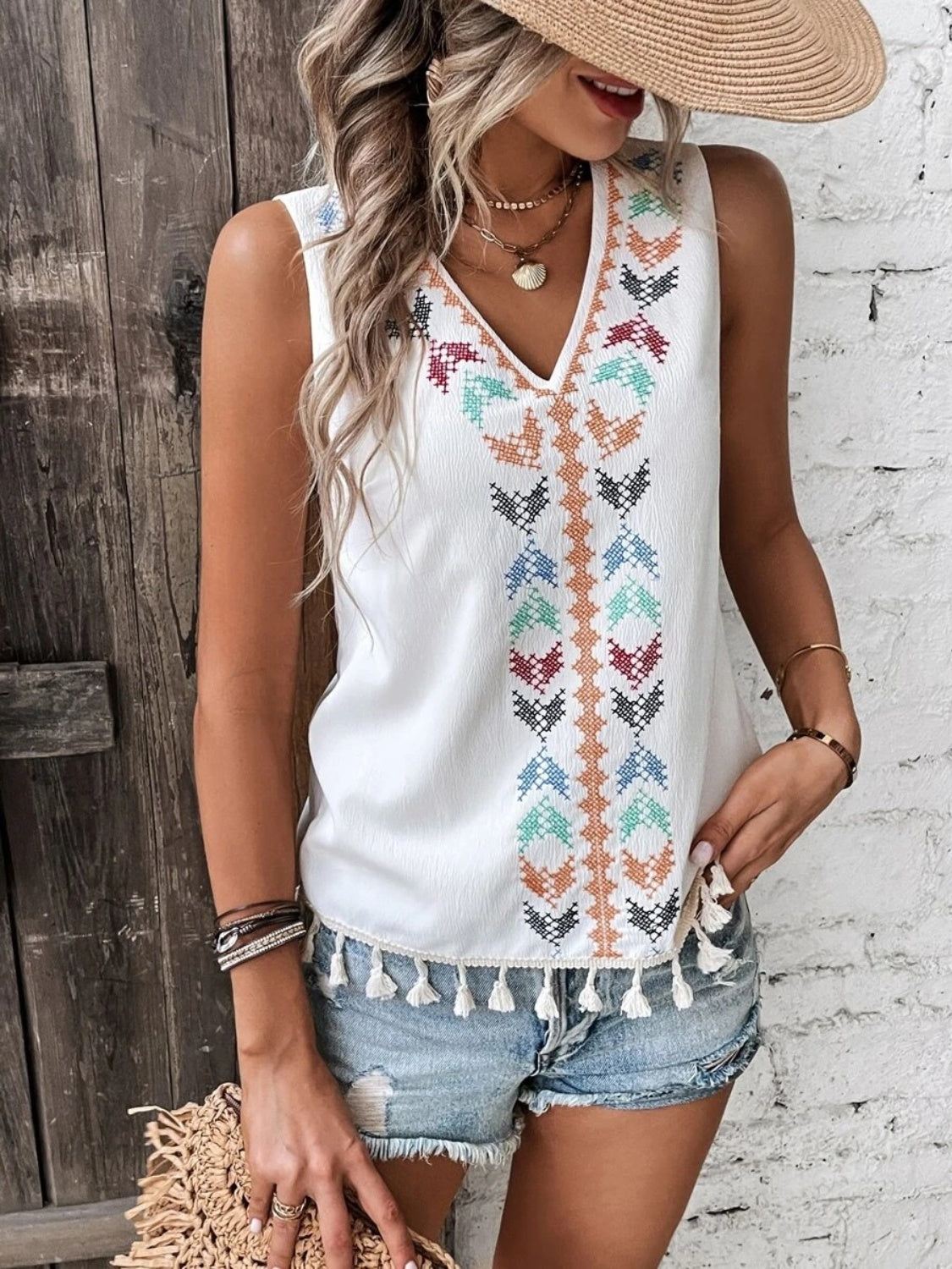 The Jasmine Boho Tassel Hem Tank