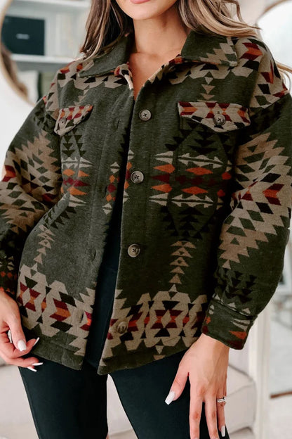 The Taos Aztec Print Shacket