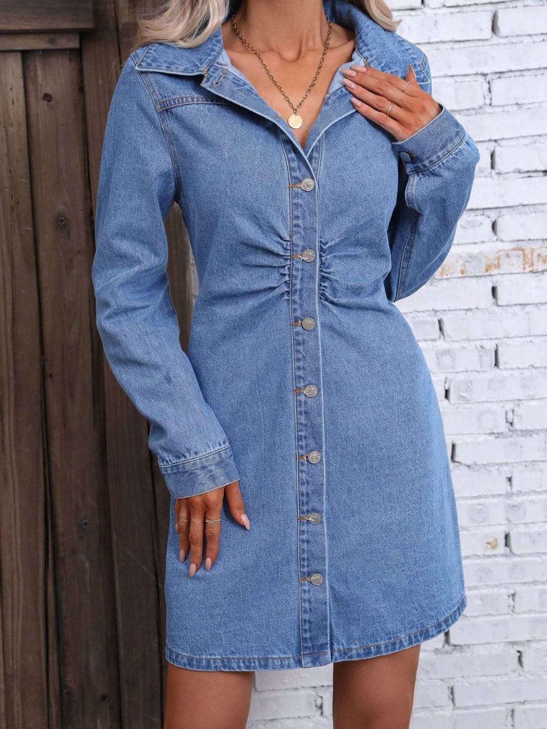 The Ruth Ann Long Sleeve Denim Dress