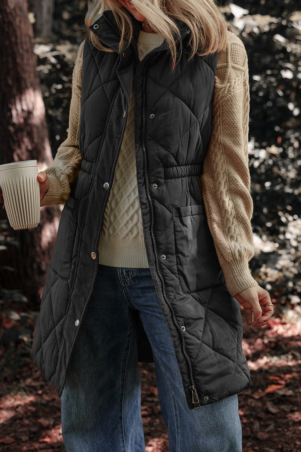 The Bethany Long Quilted Puffer Vest