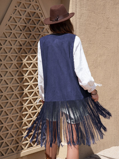 The Carmela Open Fringed Vest