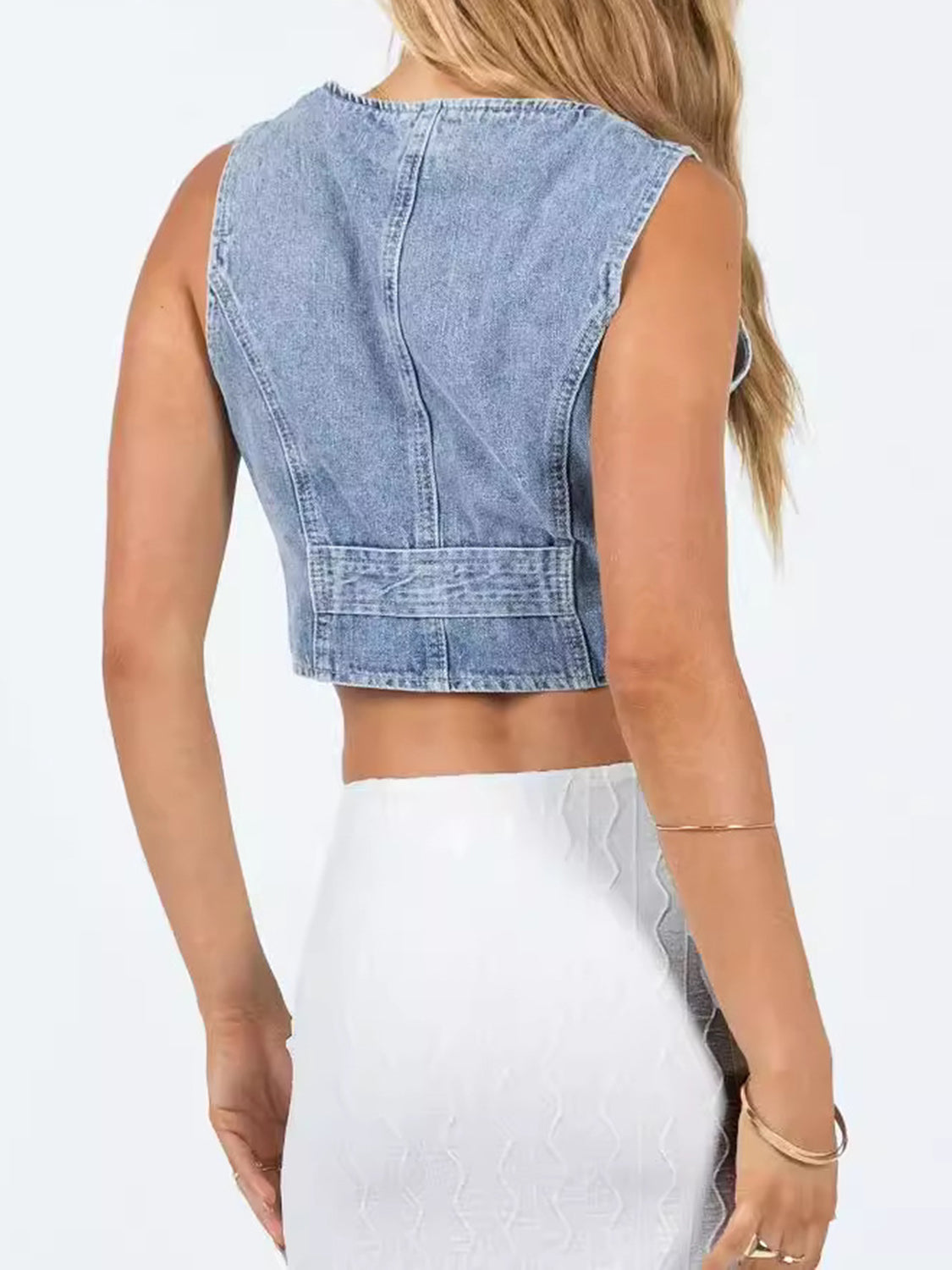 The Lola Cropped Denim Vest