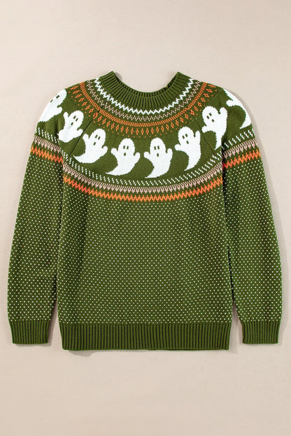 Spooky Green Halloween Pullover Sweater