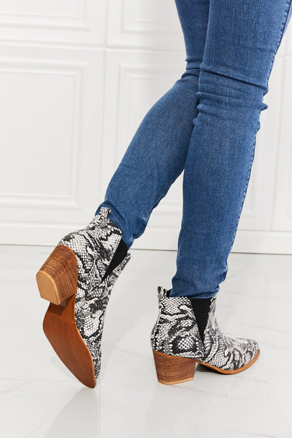 The Sammie Pointed Toe Snakeskin Booties