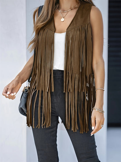 The Open Road Vegan Suede Fringe Vest