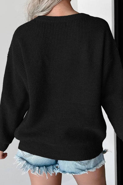 Hello Pumpkin Ribbed Pullover Sweater