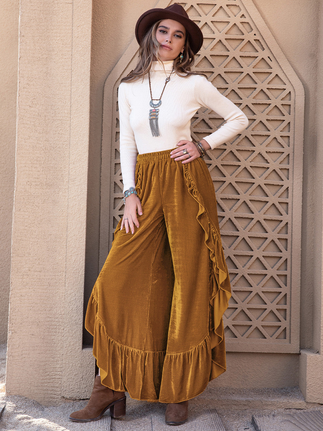 The Mira Ruffled Wide Leg Culotte Pants