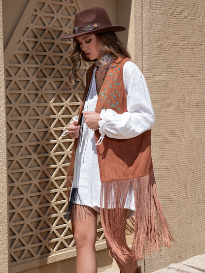 The Carmela Open Fringed Vest