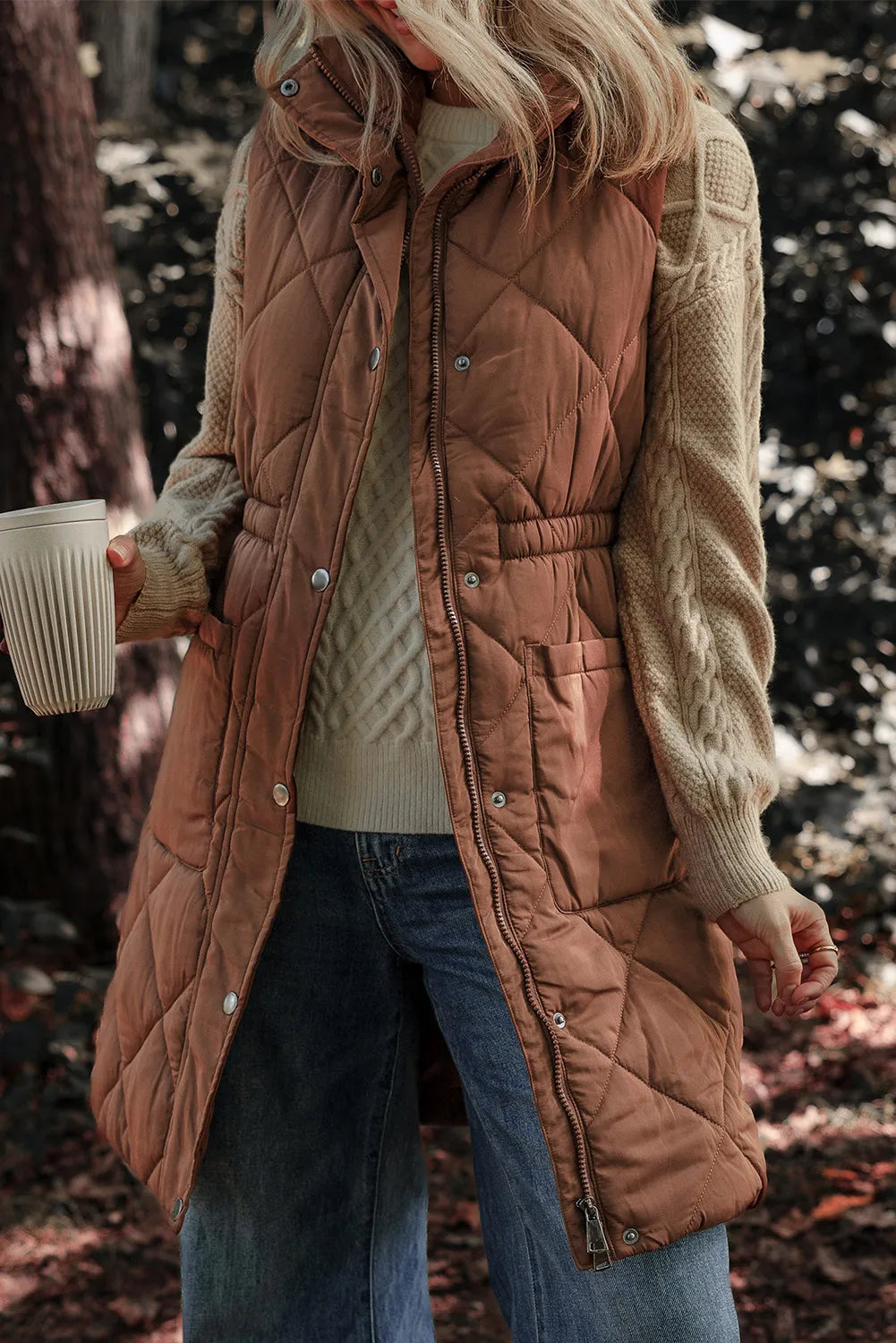 The Bethany Long Quilted Puffer Vest