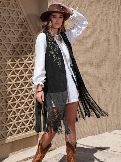 The Carmela Open Fringed Vest